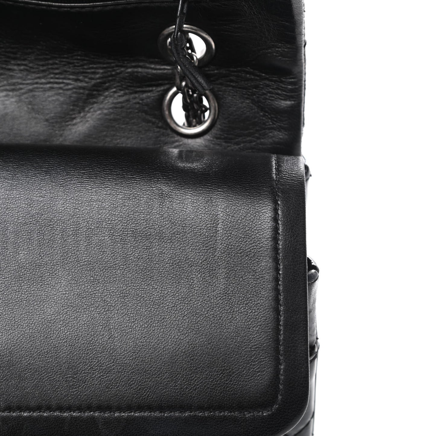 Distressed Patent Quilted 2.55 Reissue 227 Flap Black
