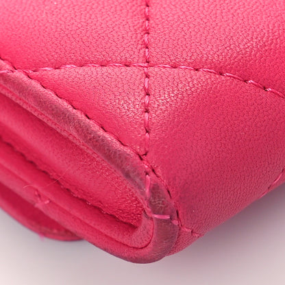 Chanel Lambskin Quilted Flap Card Holder Dark Pink 13 of 14