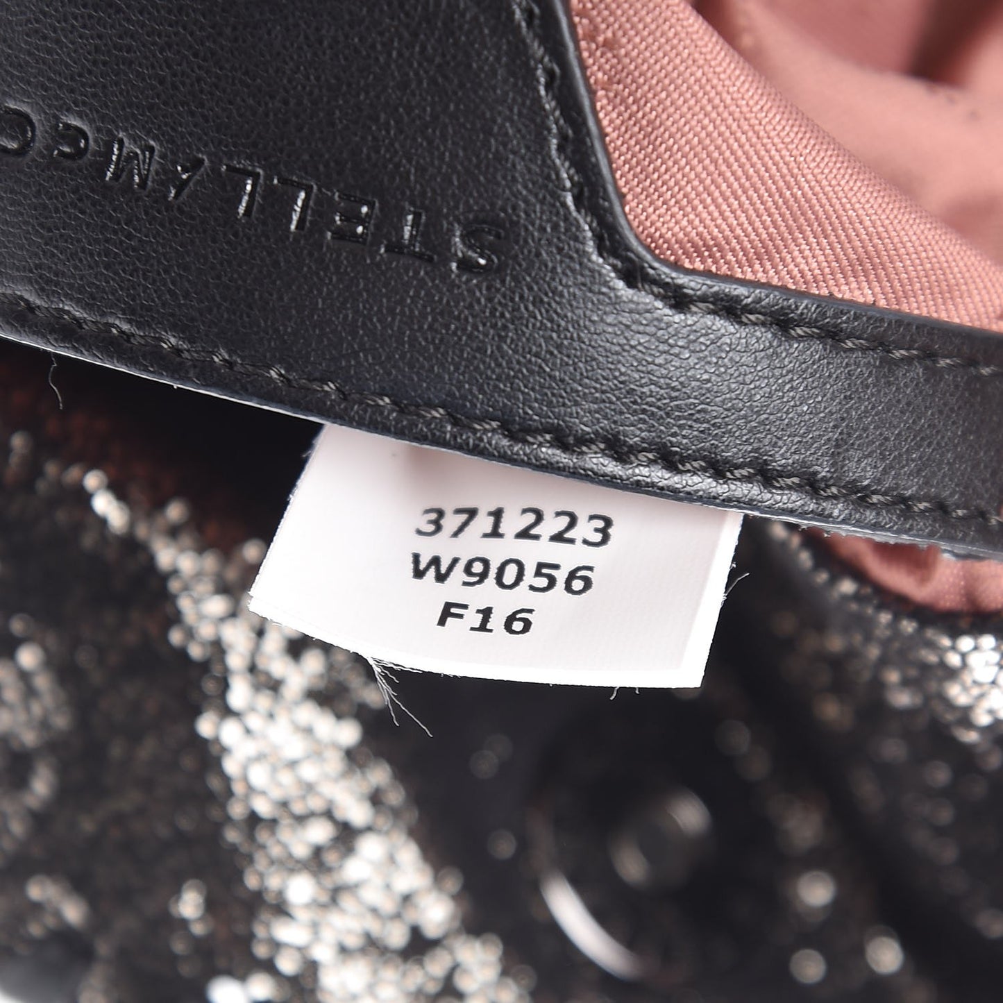 Chamois Shiny Dotted Mini Falabella Fold Over Tote Ruthenium