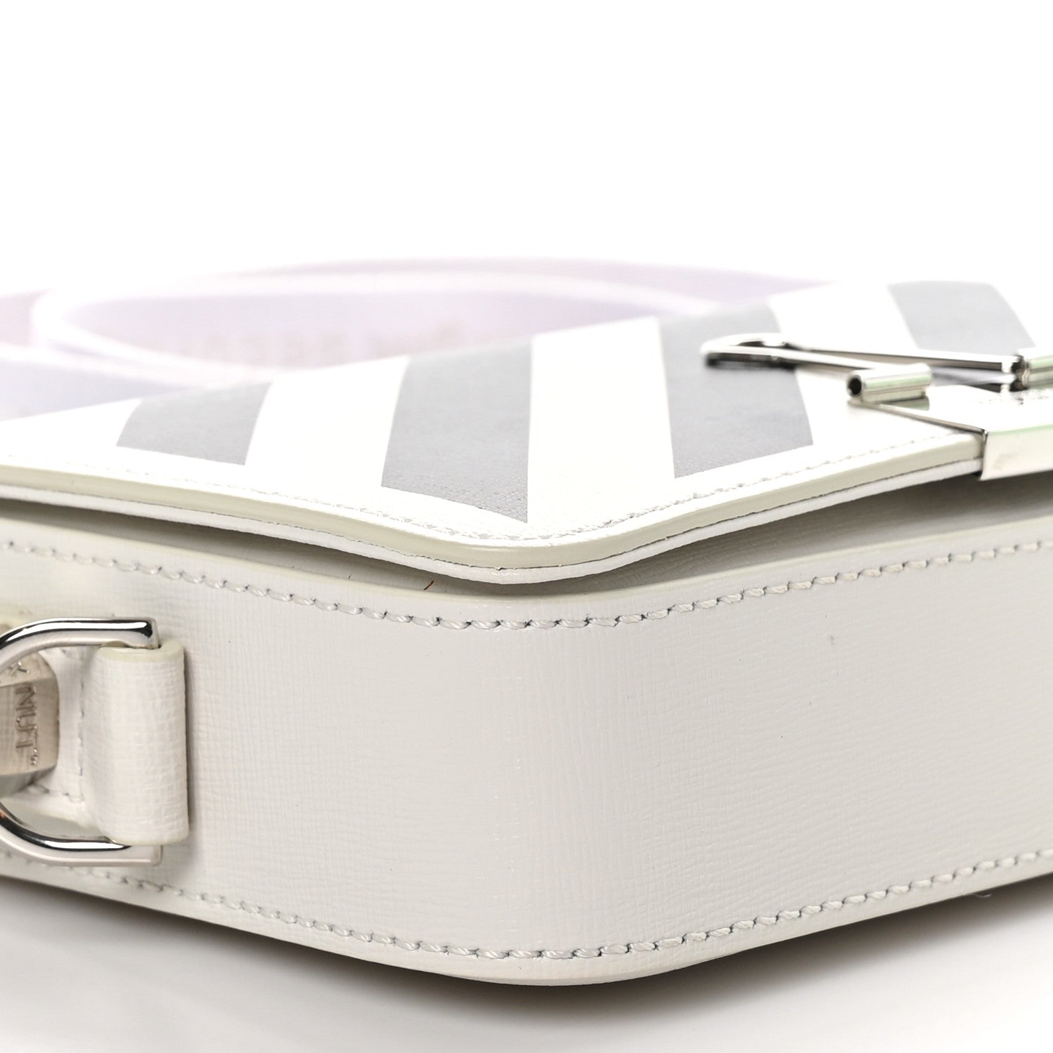 Off-White Saffiano Striped Mini Diag Binder Clip Bag White Black Red 7 of 9