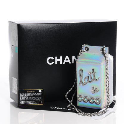Chanel Metallic Goatskin Lait de Coco Milk Carton Bag Silver 5 of 8