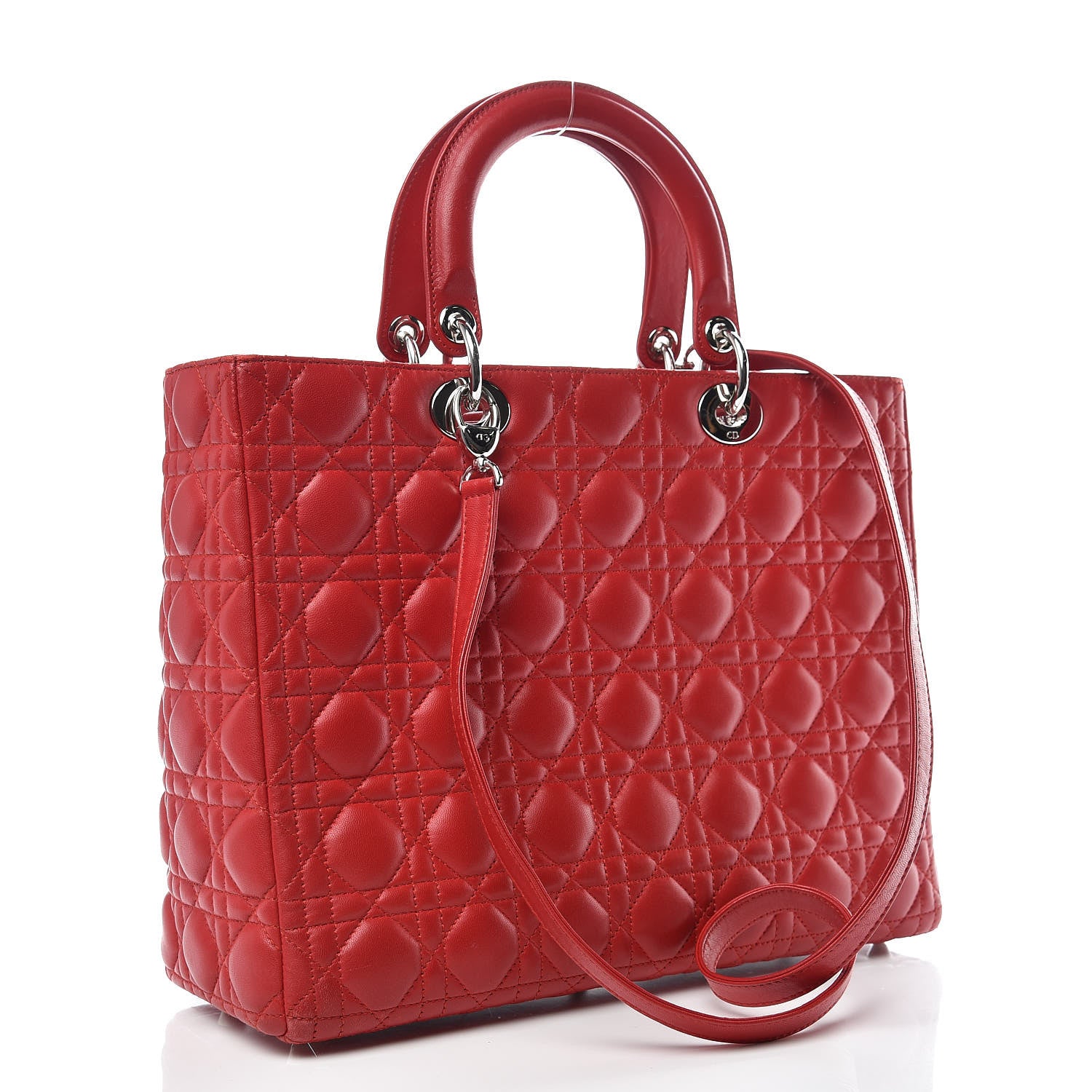 Christian Dior Lambskin Cannage Large Lady Dior Red 3 of 20