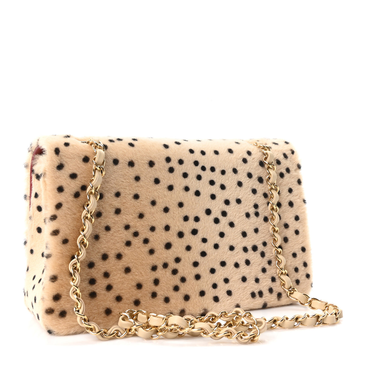Chanel Pony Hair Cheetah Printed Creative Fabrics Flap Light Beige Black 3 of 11