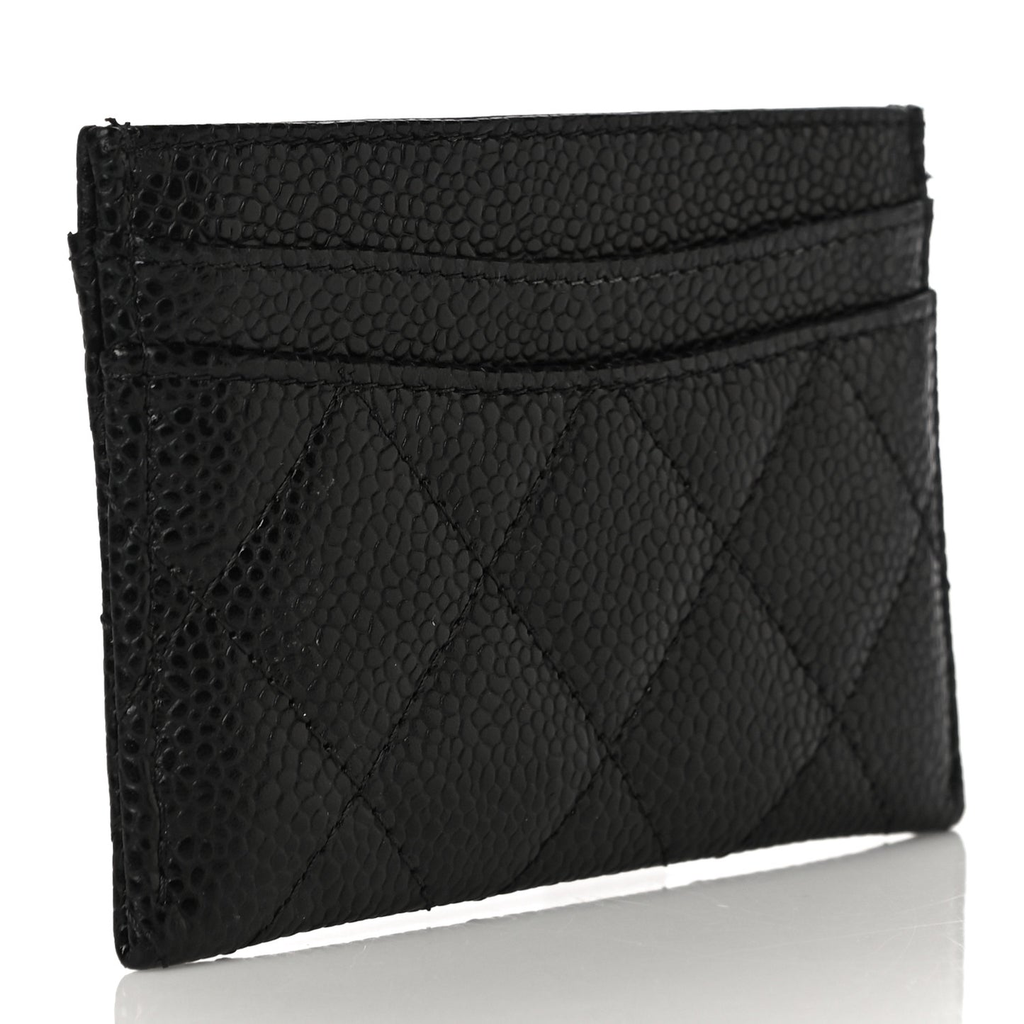 Caviar Quilted Card Holder Black