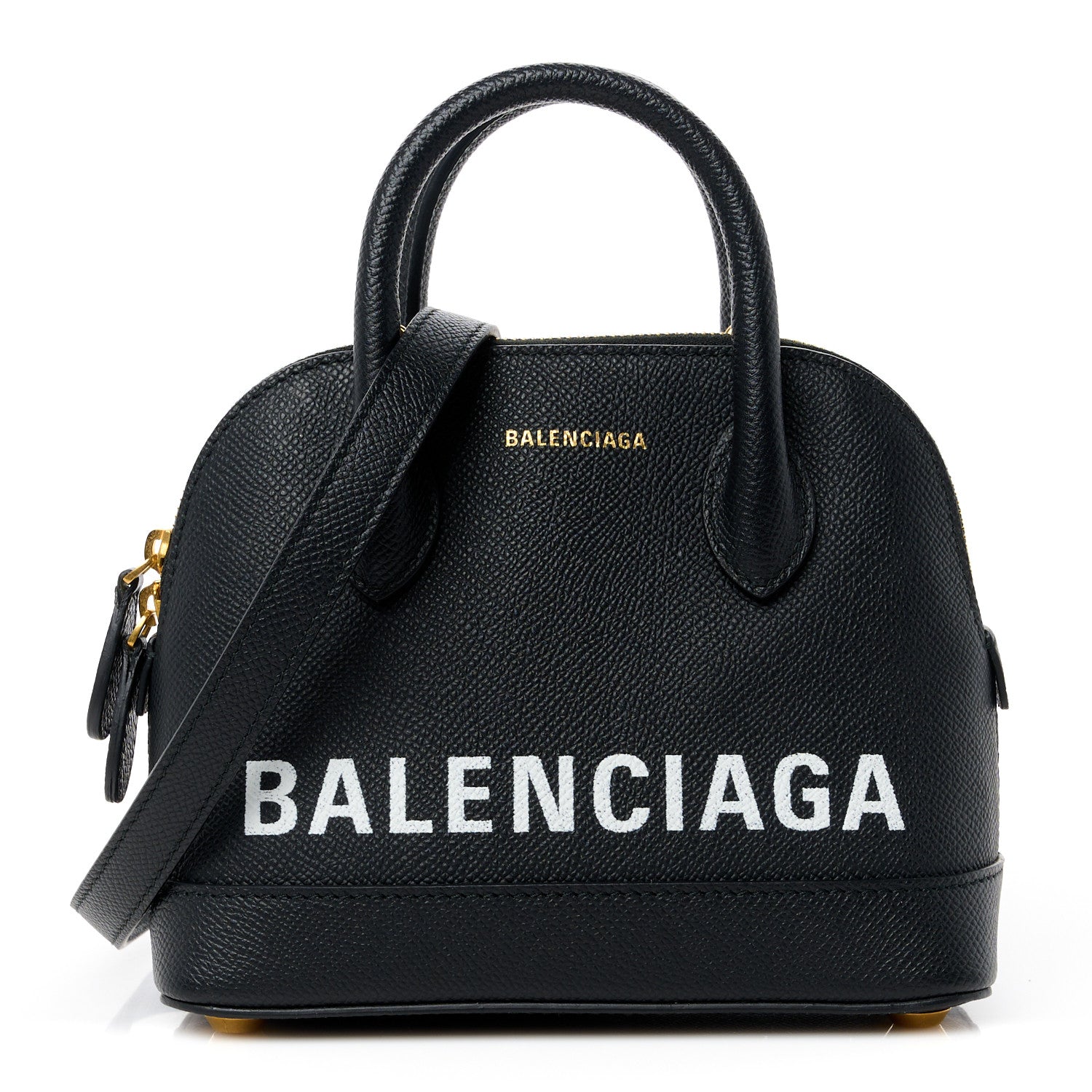 Balenciaga Signature Grained Calfskin XXS Ville Top Handle Bag Black White 1 of 10