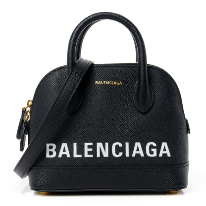 Balenciaga Signature Grained Calfskin XXS Ville Top Handle Bag Black White 1 of 10
