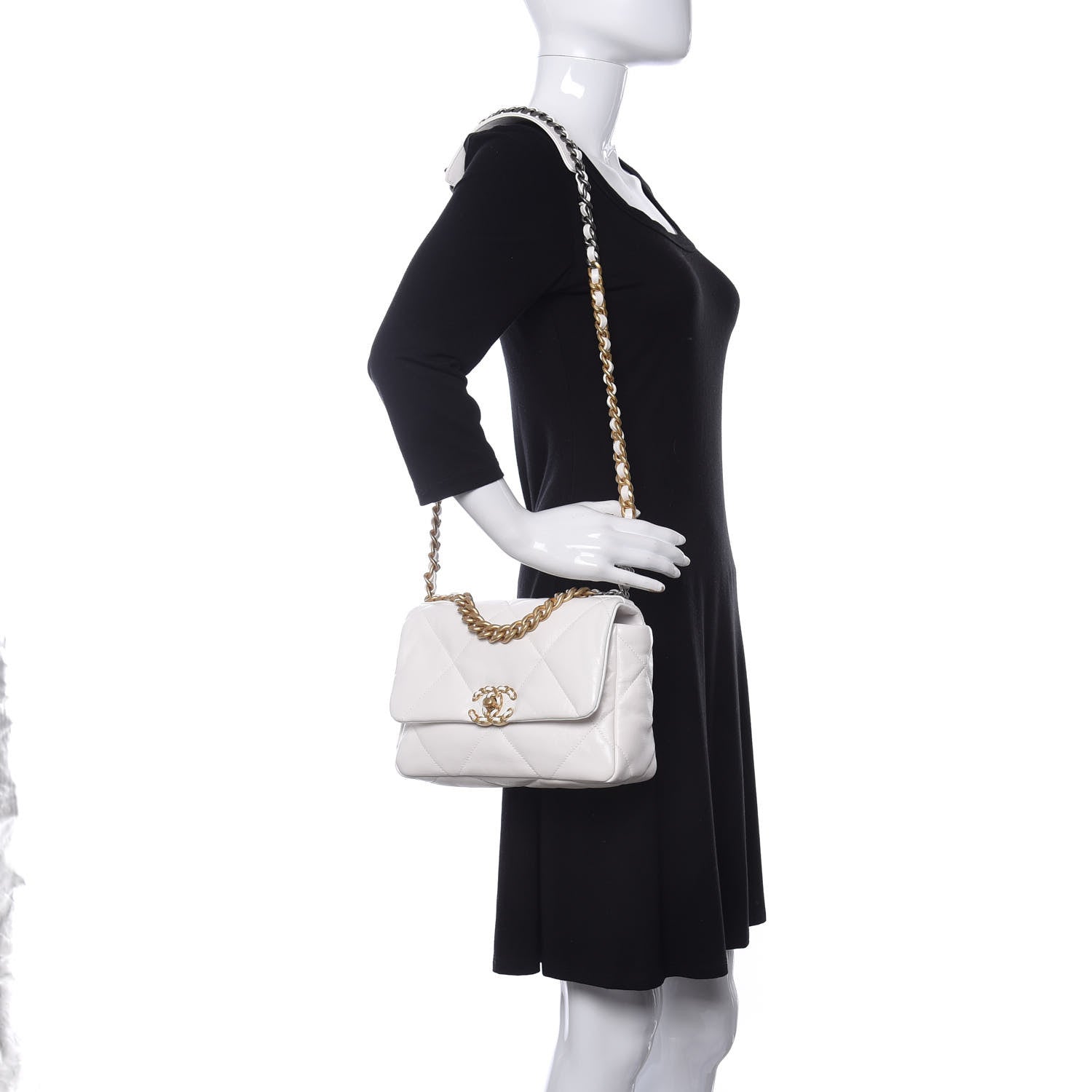 Chanel Lambskin Quilted Medium Chanel 19 Flap White 2 of 11