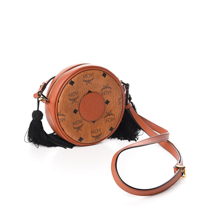 MCM Visetos Small Tambourine Crossbody Cognac Black 2 of 8