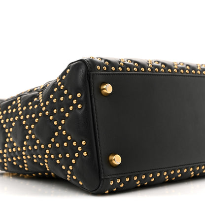 Christian Dior Calfskin Cannage Studded Medium Supple Lady Dior Black 9 of 14