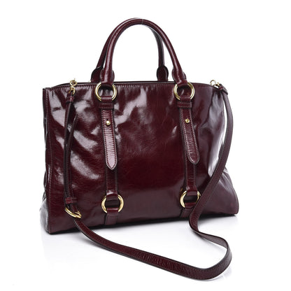 Miu Miu Vitello Shine Tote Amaranto 2 of 8