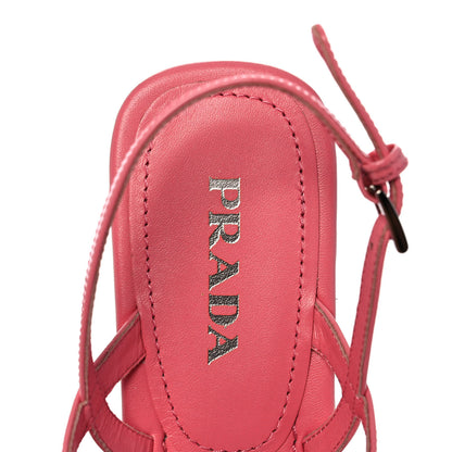 Prada Vernice Metal Triangle Logo Slingback Flat Thong Sandals 35 Petalo 7 of 8