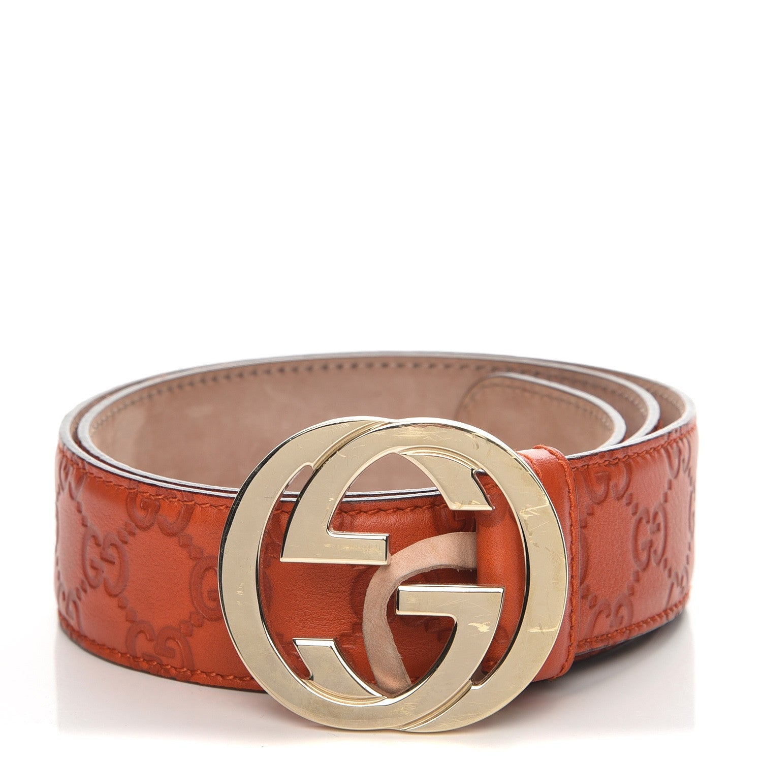 Gucci Guccissima Interlocking G Belt 85 34 Orange 1 of 6