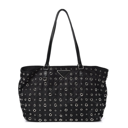 Prada Nylon Metal Grommet Bag Black 1 of 9