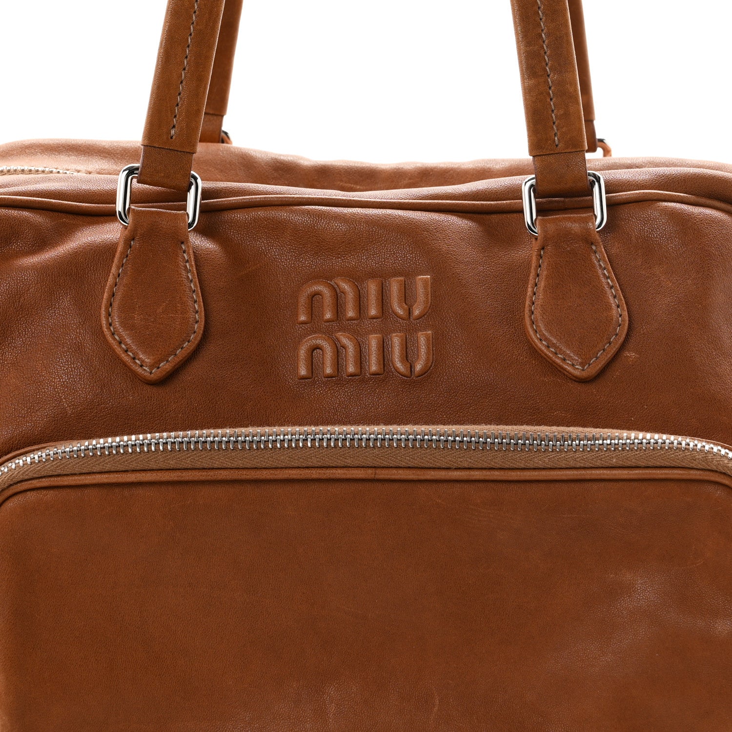 Miu Miu Nappa Aviator Pocket Top Handle Bag  Rovere 7 of 9
