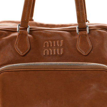 Miu Miu Nappa Aviator Pocket Top Handle Bag  Rovere 7 of 9