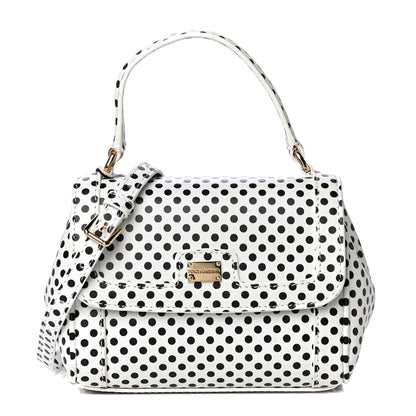 Dolce & Gabbana Vitello Polka Dot Childrens Satchel White Black 1 of 9