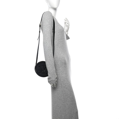Celine Smooth Calfskin Cuir Triomphe Oval Bag Black 2 of 9
