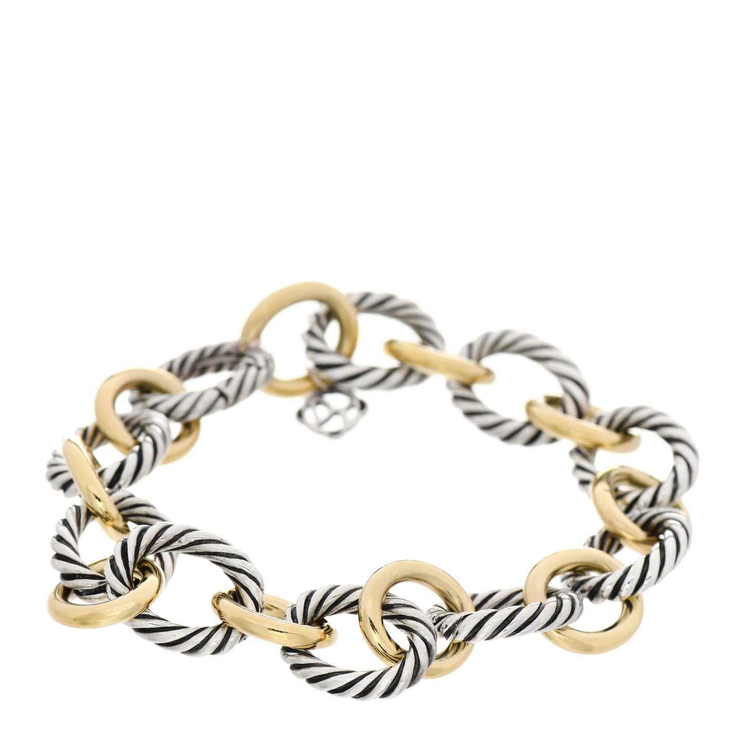 Sterling Silver 18K Yellow Gold 12mm Large Oval Link Bracelet