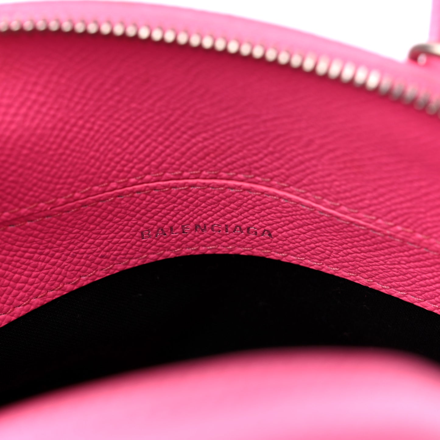 Signature Grained Calfskin Logo XXS Ville Top Handle Bag Acid Pink Black