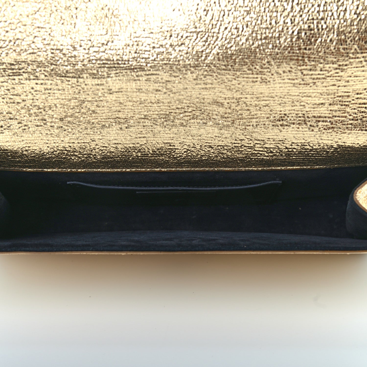 Saint Laurent Metallic Textured Calfskin Classic Monogram Cassandre Clutch Gold 4 of 6