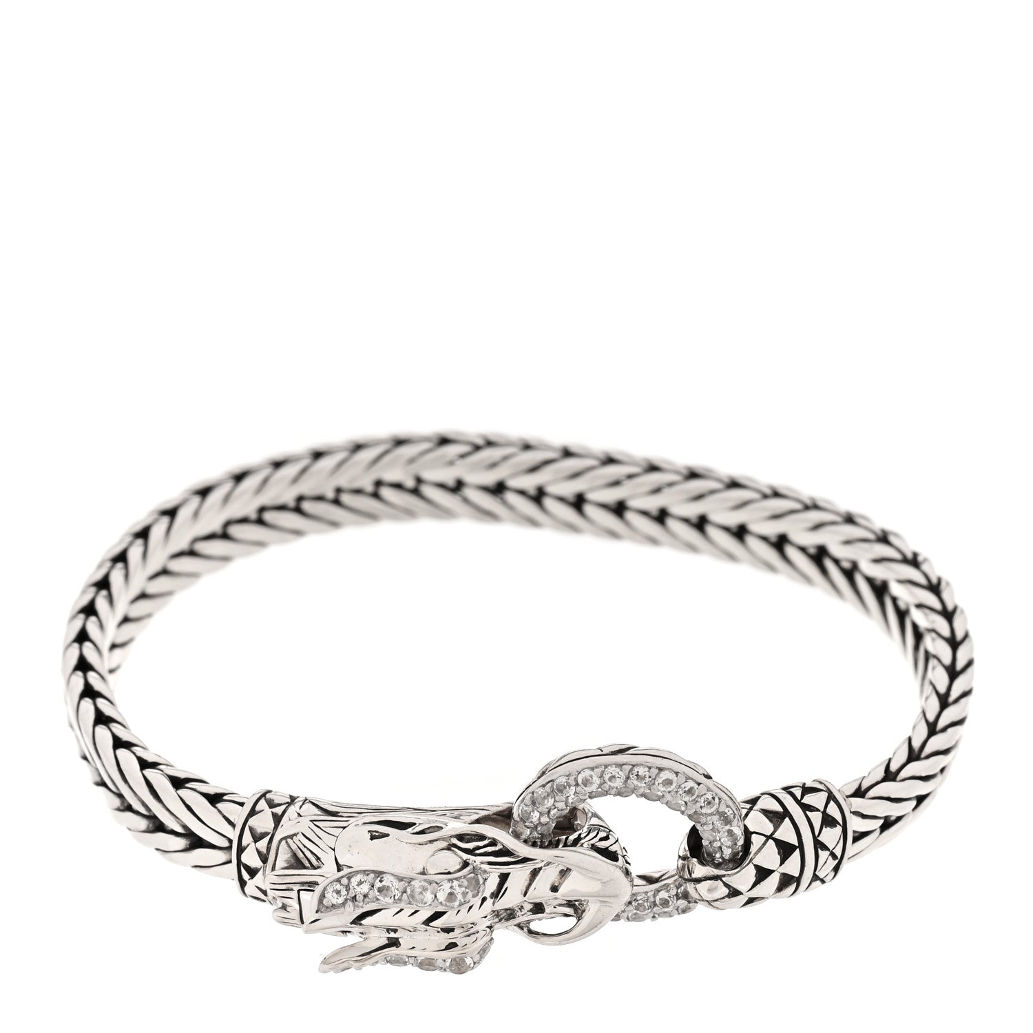 John Hardy Sterling Silver White Topaz Naga Dragon Head Bracelet 4 of 4