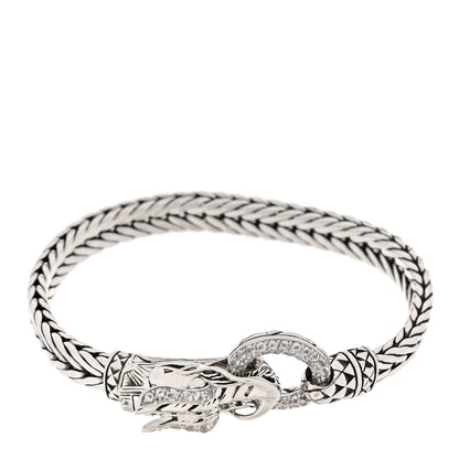 John Hardy Sterling Silver White Topaz Naga Dragon Head Bracelet 4 of 4