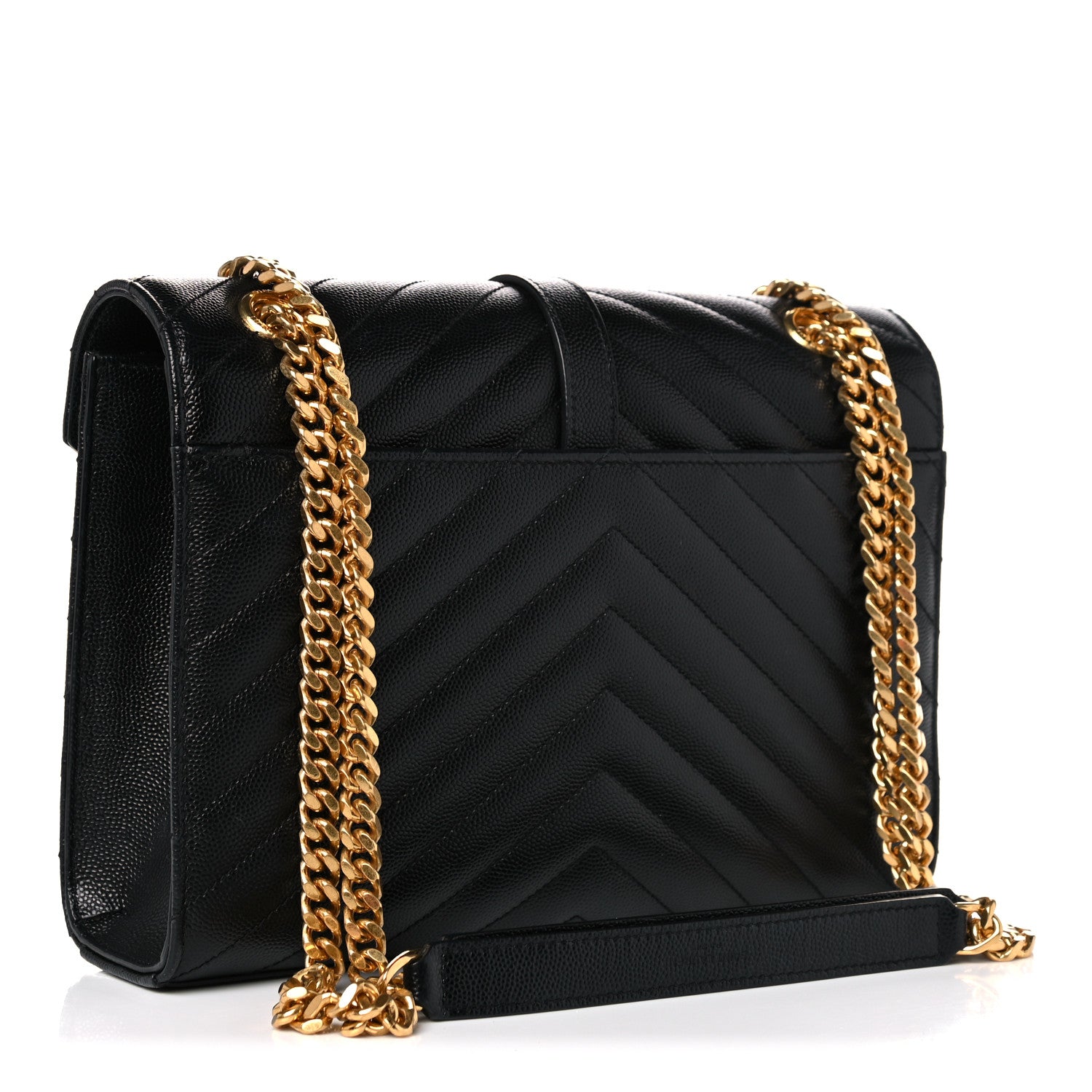 Saint Laurent Grain De Poudre Matelasse Chevron Medium Monogram Satchel Black 3 of 11