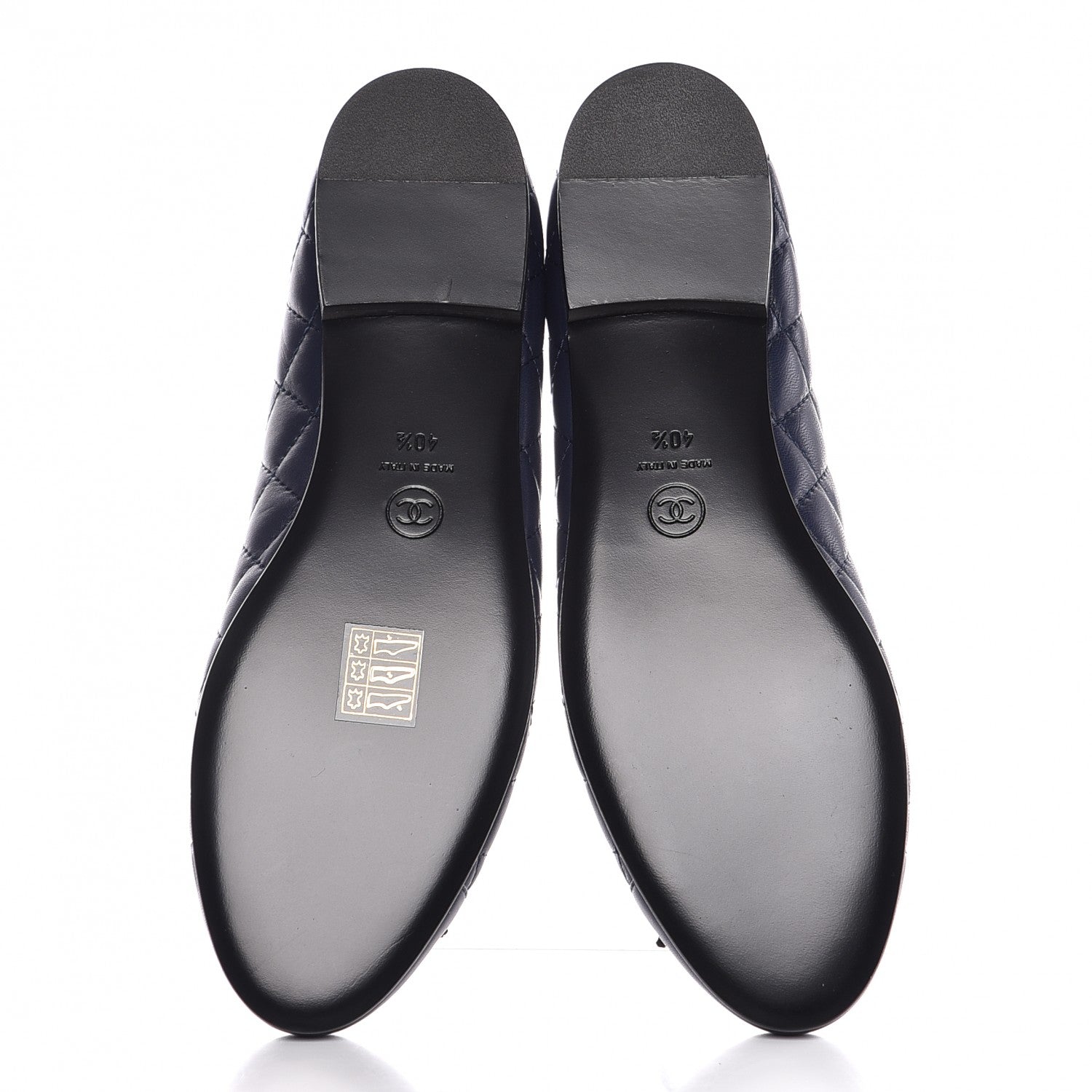 Chanel Lambskin Quilted CC Cap Toe Ballerina Flats 40.5 Navy 5 of 9