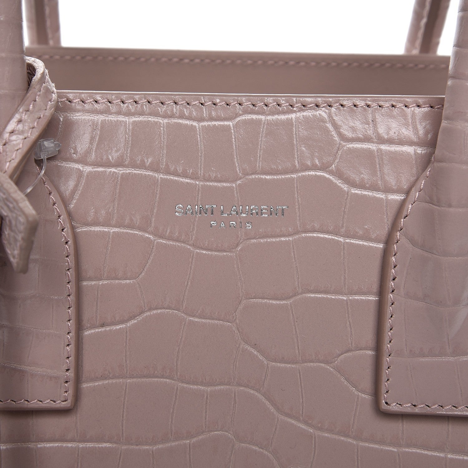 Saint Laurent Calfskin Crocodile Embossed Baby Sac De Jour Rose Antic 8 of 8