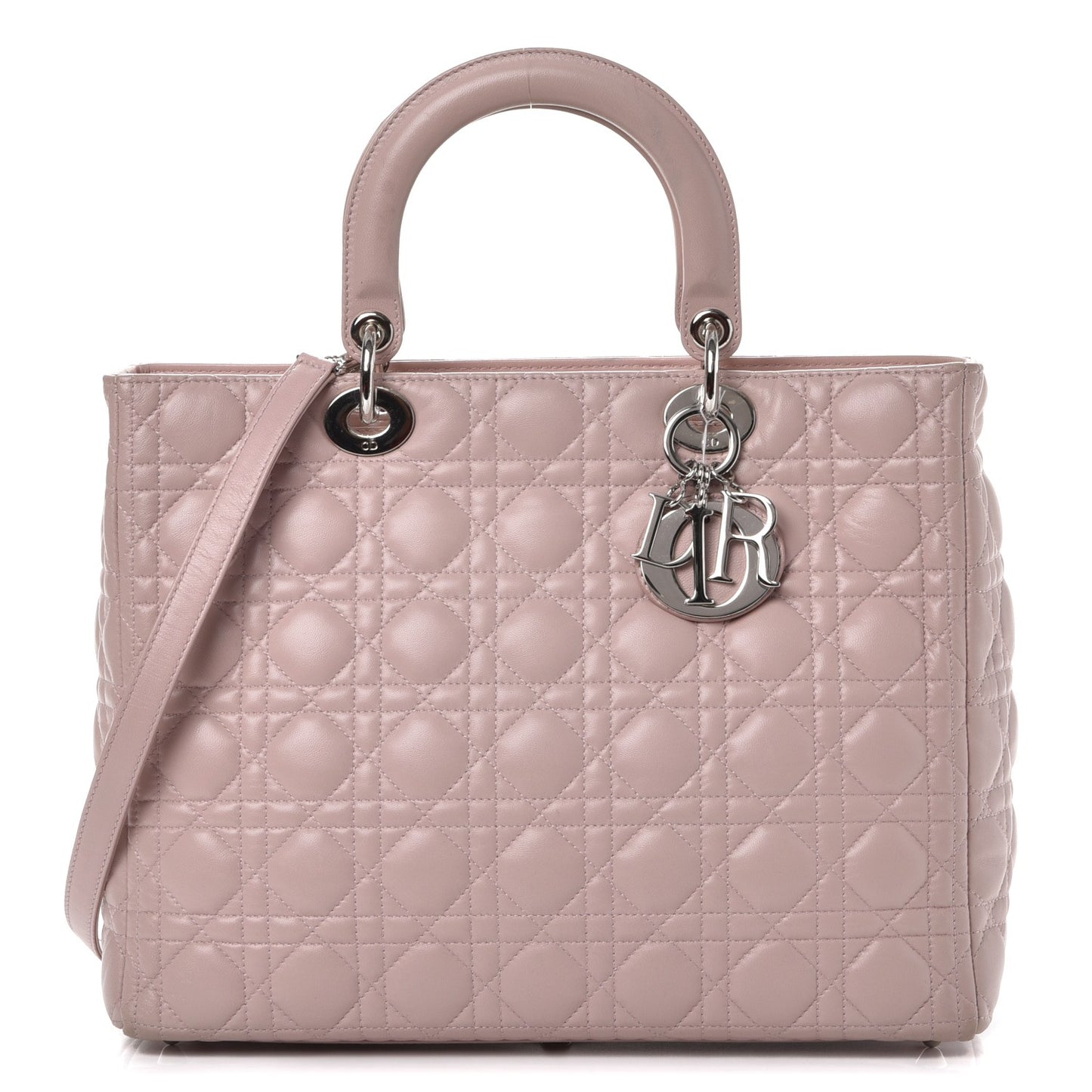 Lambskin Cannage Large Lady Dior Rose Poudre