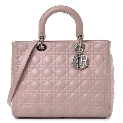 Christian Dior Lambskin Cannage Large Lady Dior Rose Poudre 1 of 13