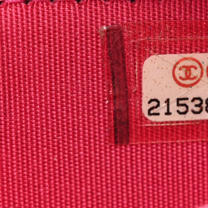 Chanel Metallic Patent Quilted Zip Around Boy Coin Purse Wallet Fuchsia 7 of 8