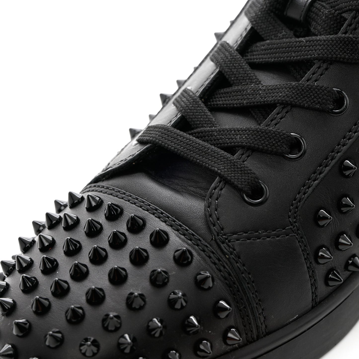 Calfskin Mens Louis Spikes Flat Sneakers 44.5 Black