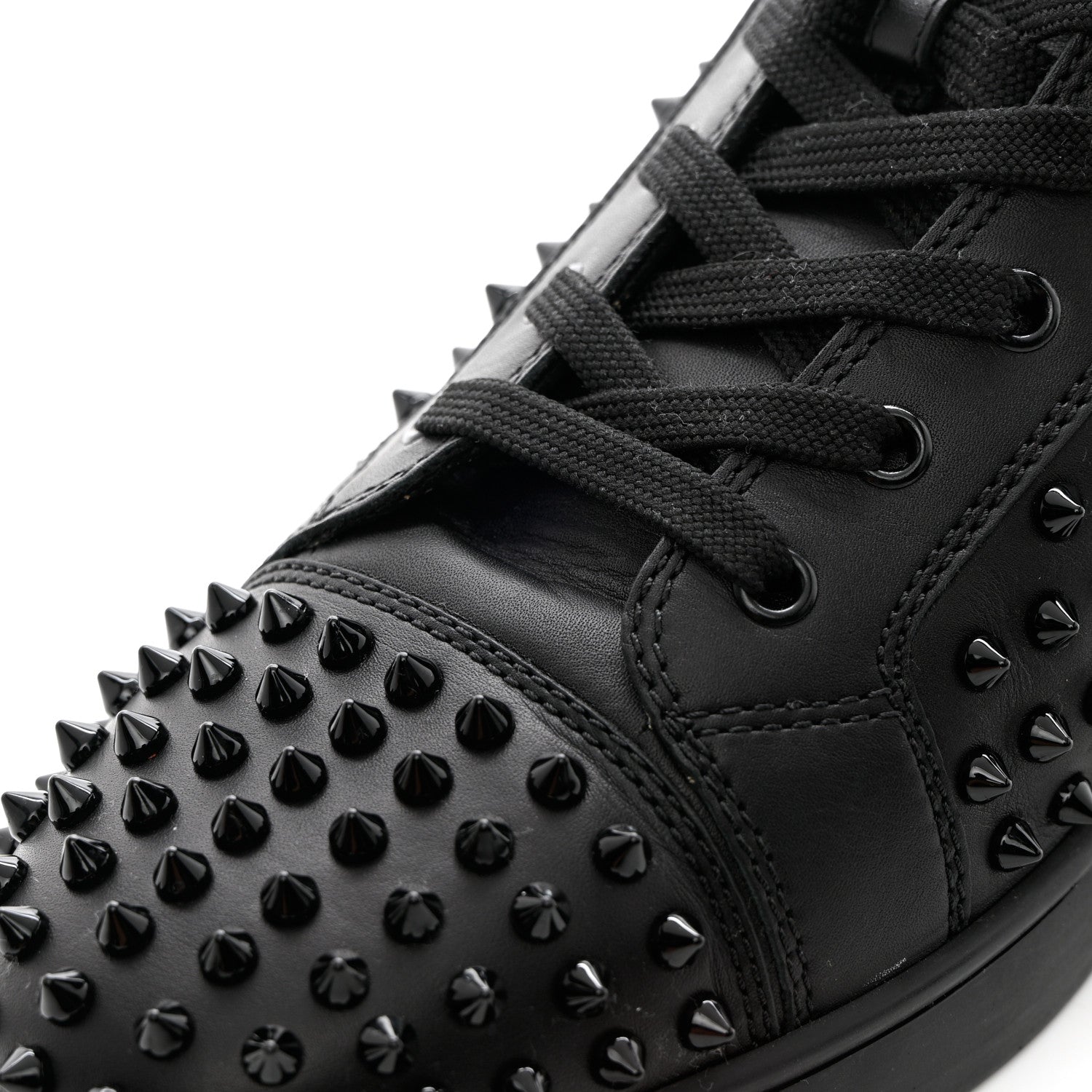 Christian Louboutin Calfskin Mens Louis Spikes Flat Sneakers 44.5 Black 11 of 14