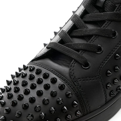Christian Louboutin Calfskin Mens Louis Spikes Flat Sneakers 44.5 Black 11 of 14