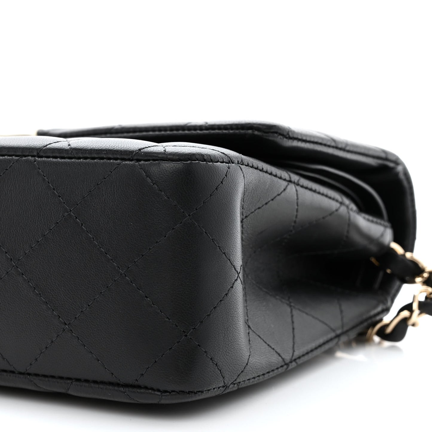 Lambskin Quilted Medium Double Flap Black White