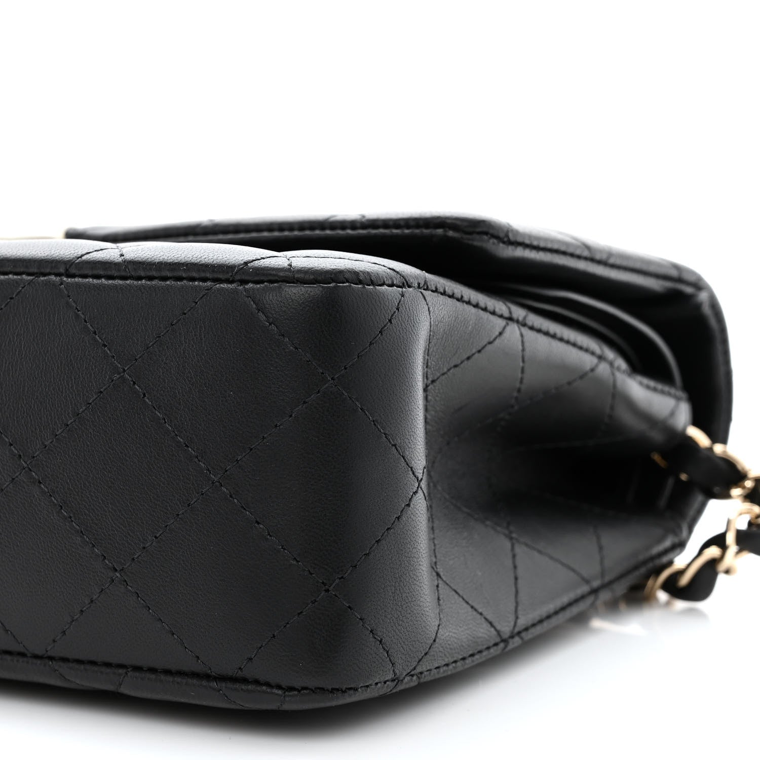 Chanel Lambskin Quilted Medium Double Flap Black White 10 of 11