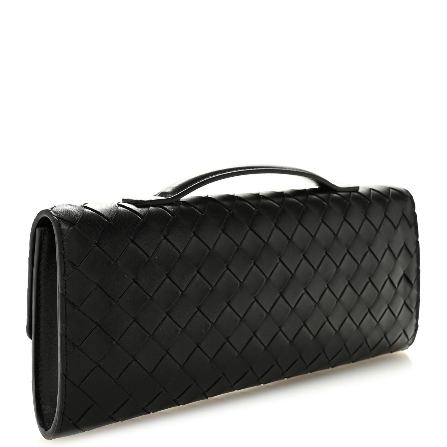 Nappa Intrecciato Long Andiamo Top Handle Clutch Black