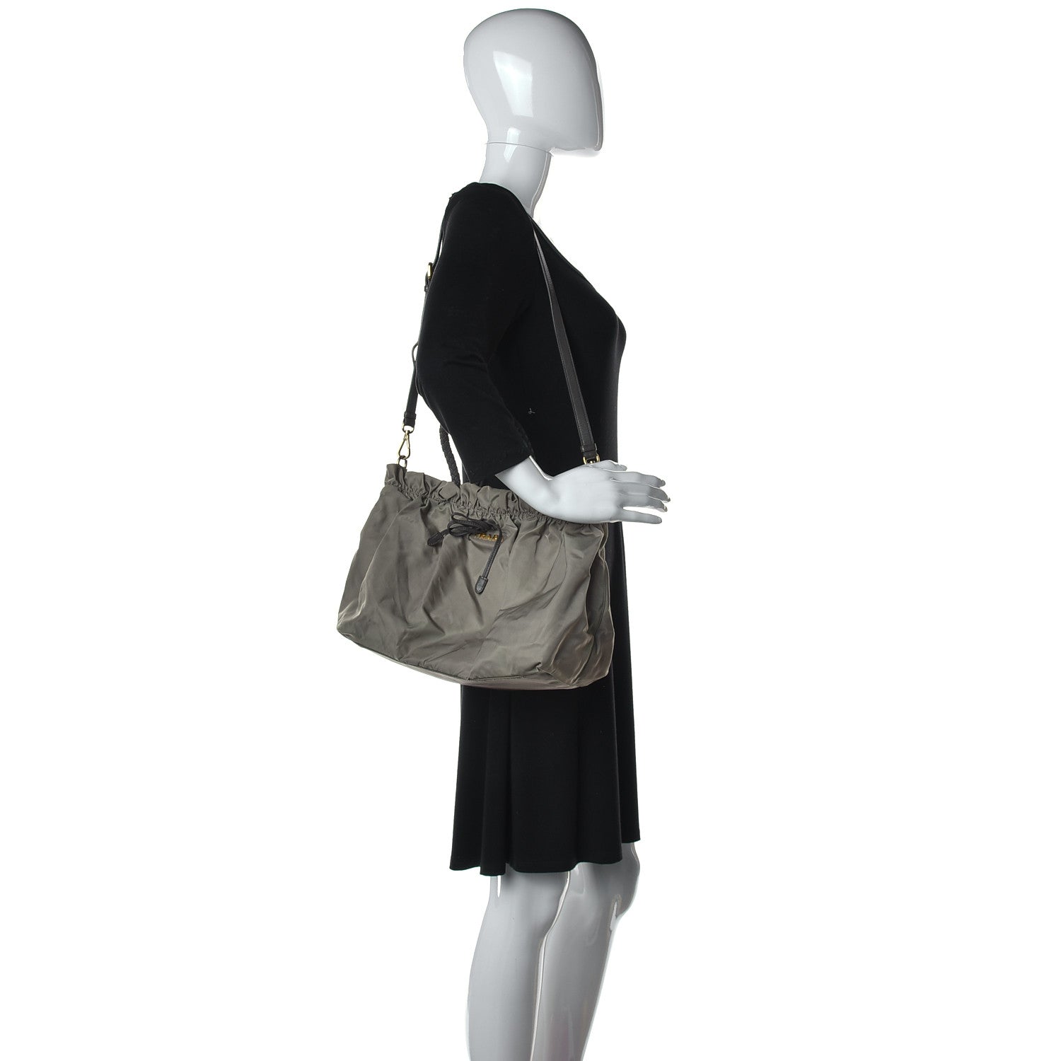 Prada Tessuto Nylon Nappa Braided Top Handle Tote Grey 2 of 16