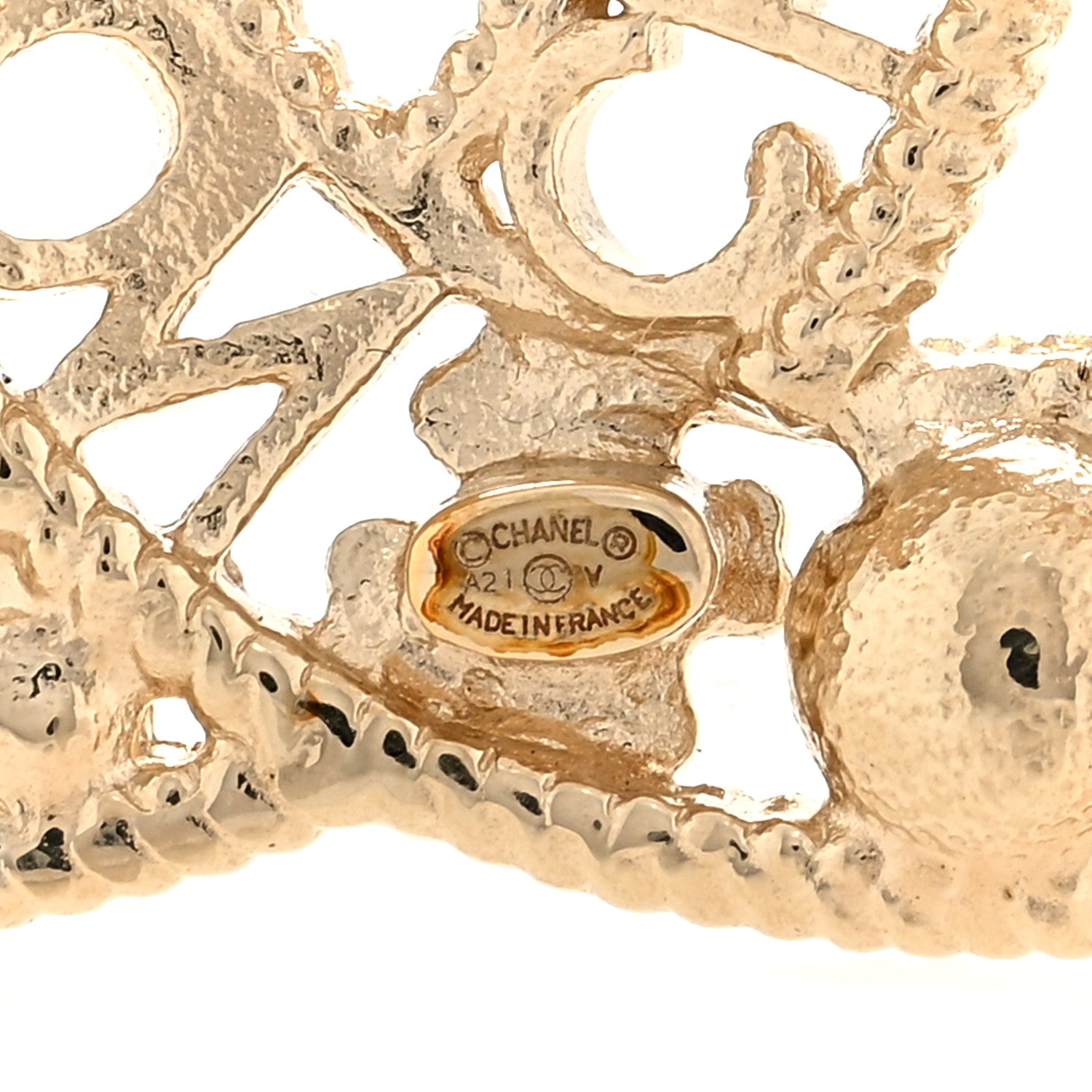 Chanel Crystal Pearl CC Charms Brooch Gold 3 of 3