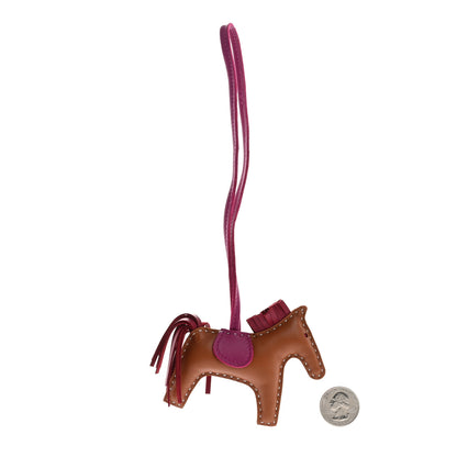 Hermes Milo Lambskin Grigri Rodeo Horse Bag Charm PM Gold Rubis Rose Pourpre 2 of 5