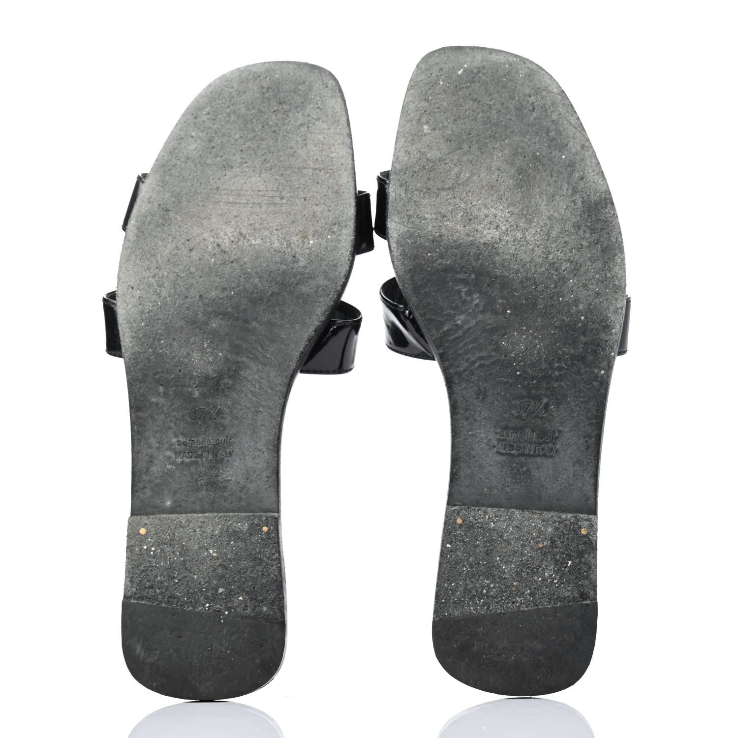 Hermes Patent Oran Sandals 37.5 Black 4 of 4