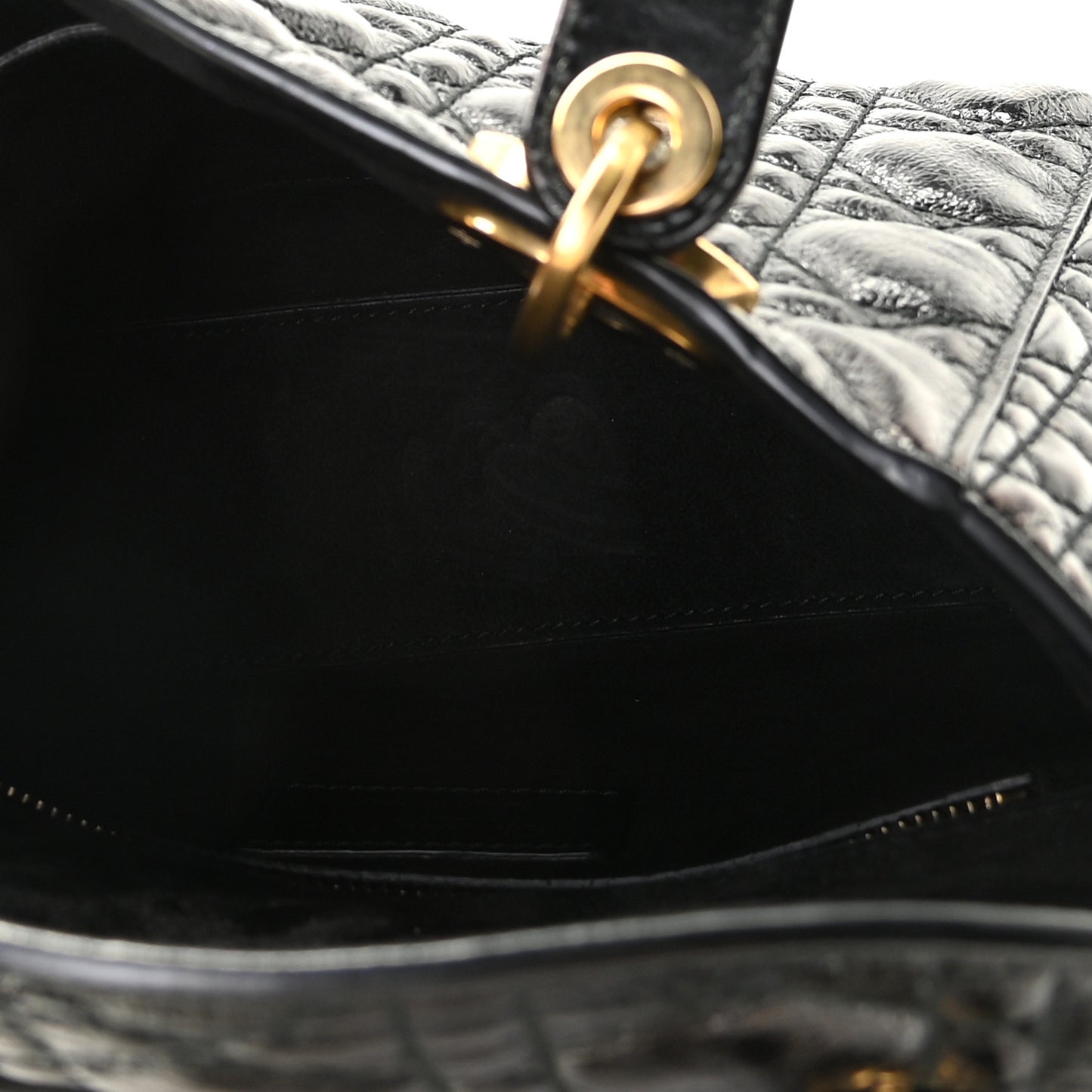 Crinkled Patent Cannage Small Lucky Badges My Lady Dior Black