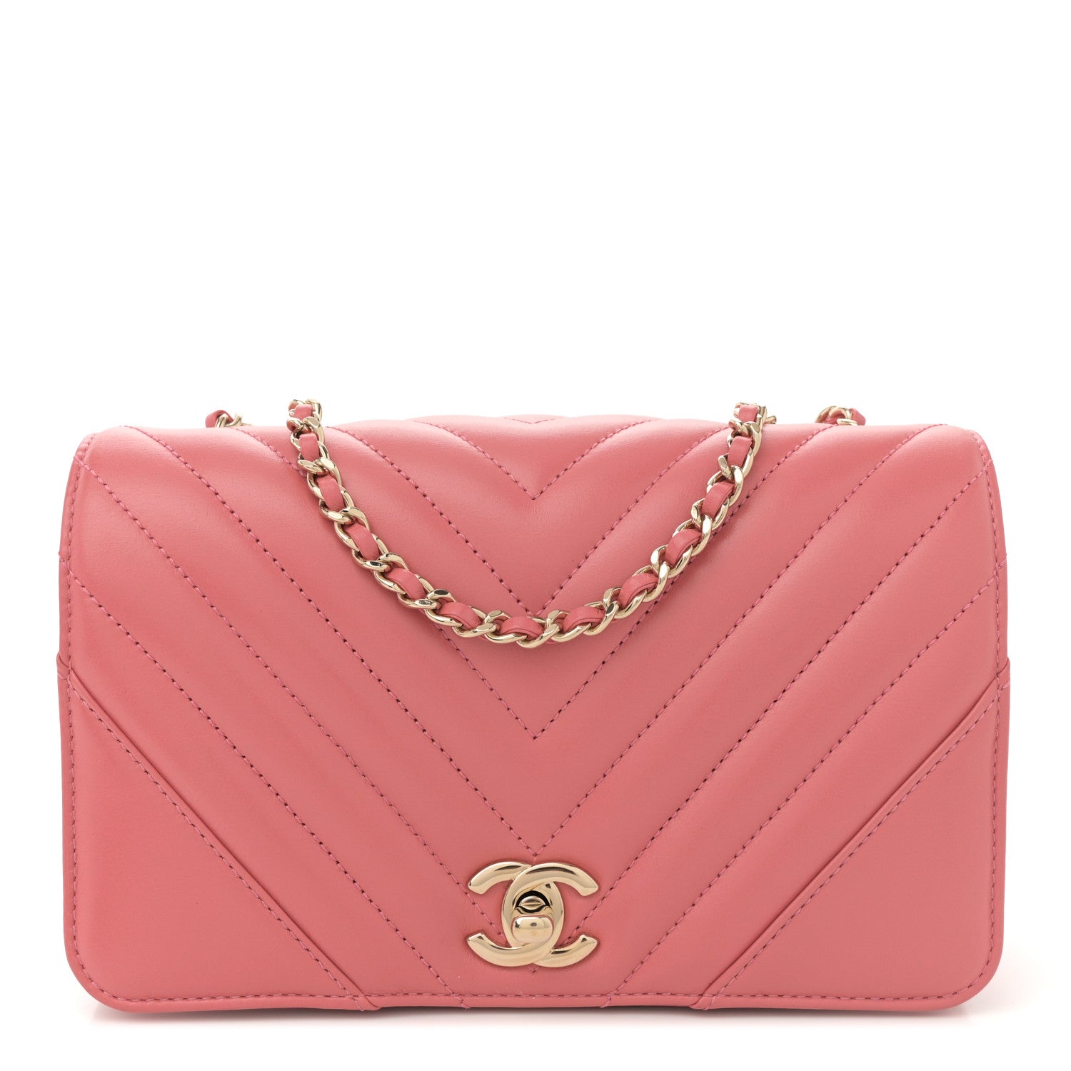 Chanel Calfskin Chevron Quilted Mini Statement Flap Pink 1 of 10