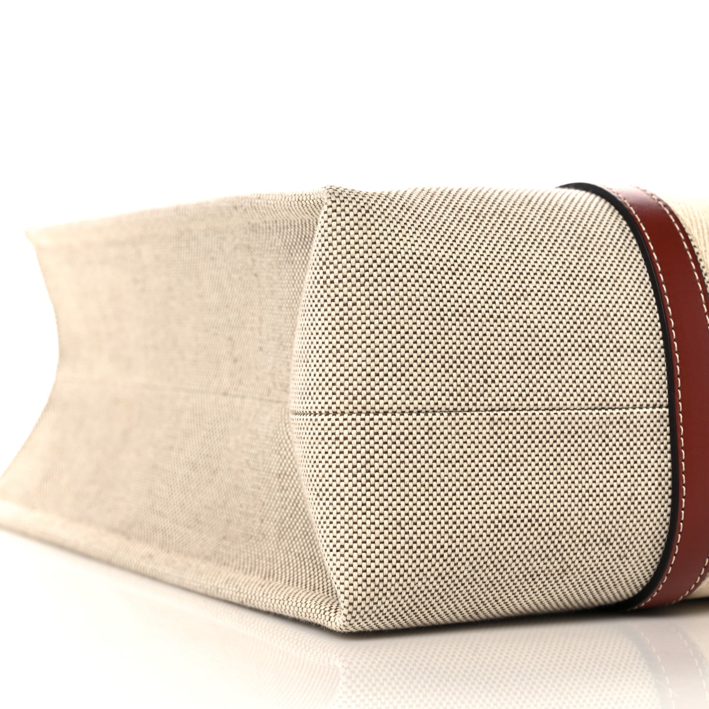 Cotton Calfskin Large Woody Ribbon Tote White Brown