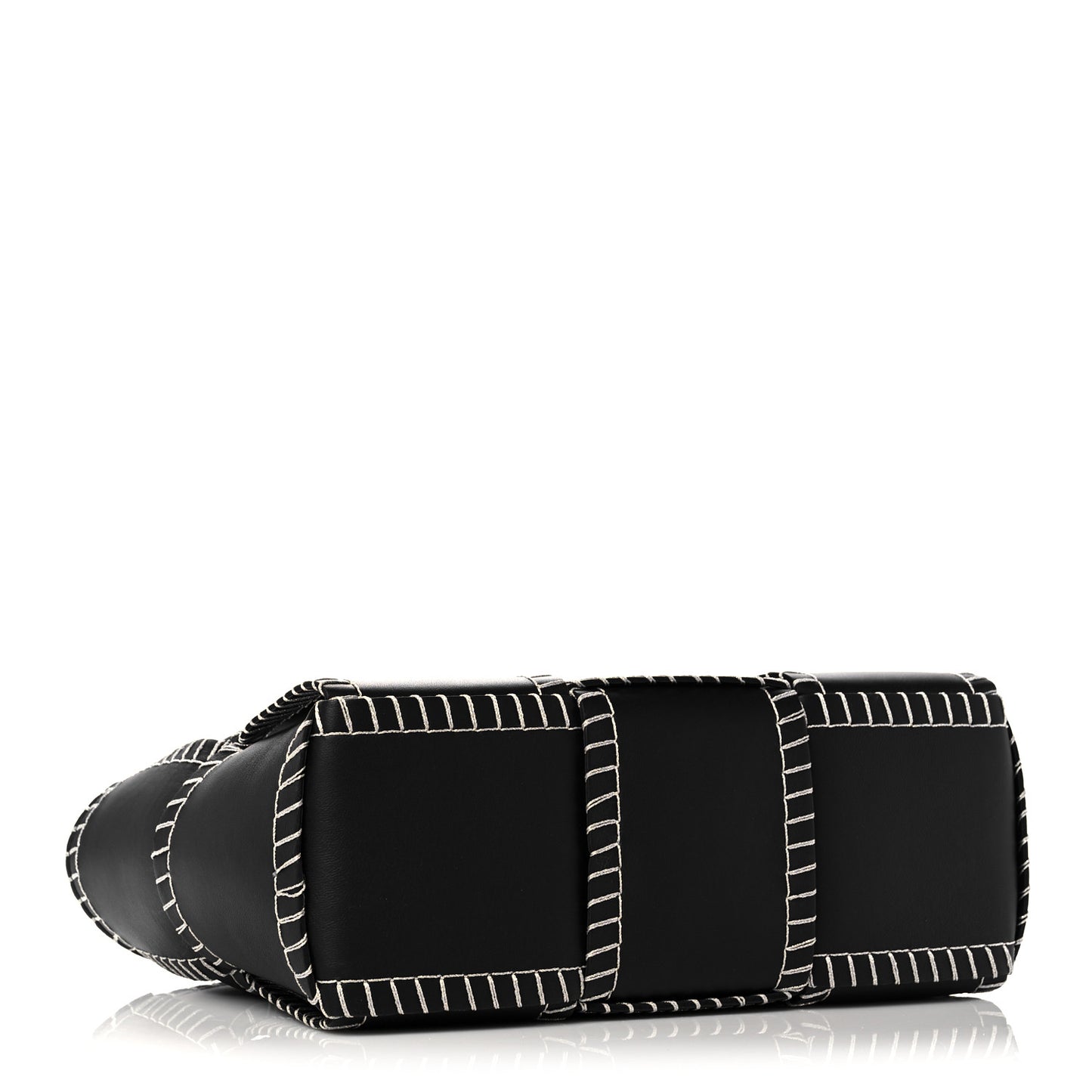 Nappa Maxi Intrecciato Overlock Stitched Small Arco Tote Black Silver