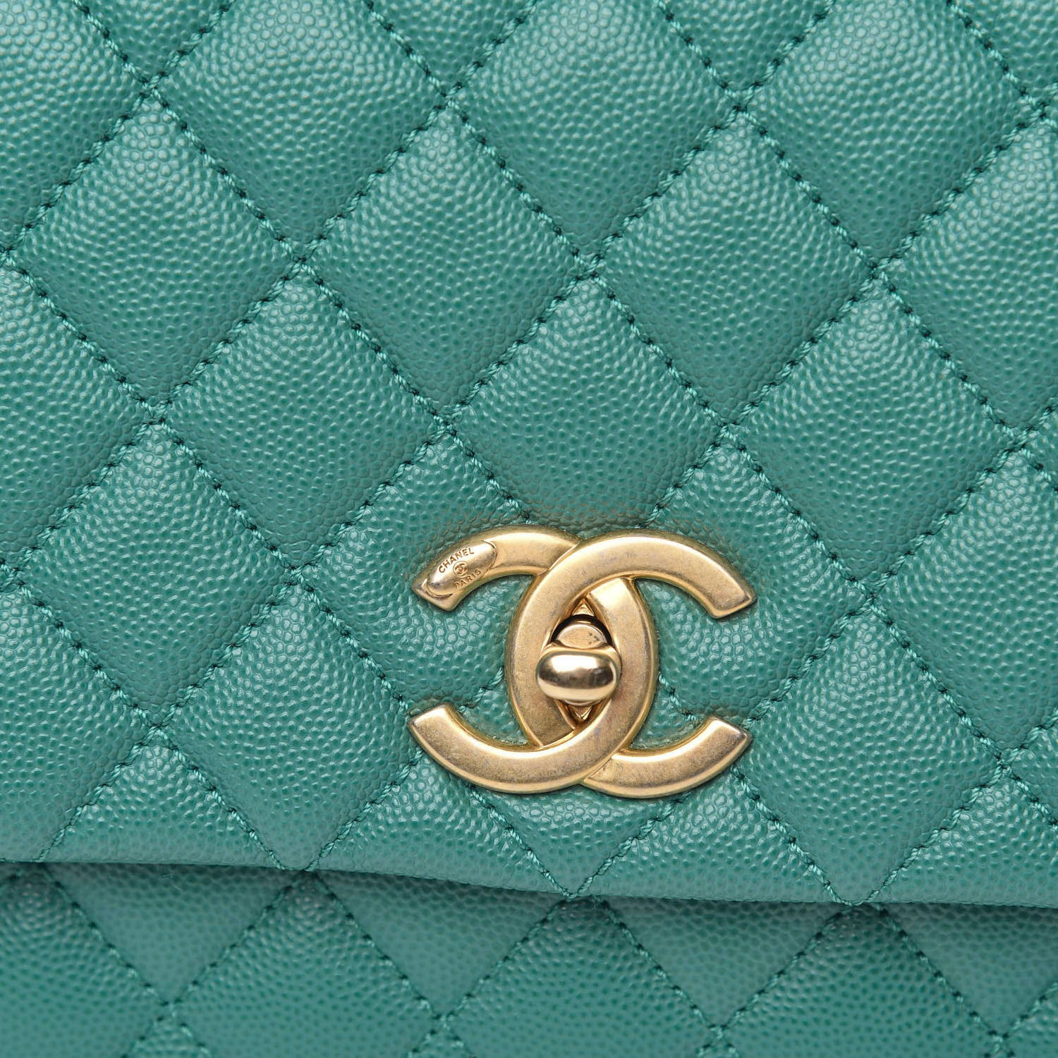 Chanel Caviar Lizard Quilted Small Coco Handle Flap Green 10 of 10