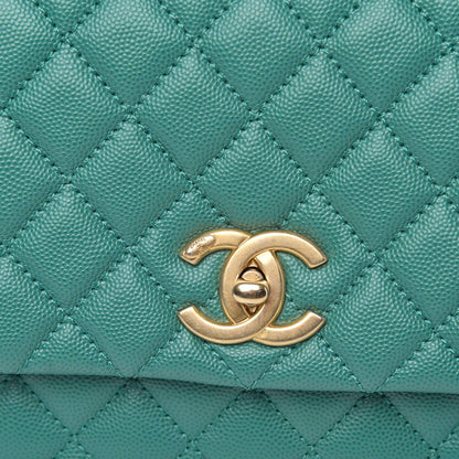 Chanel Caviar Lizard Quilted Small Coco Handle Flap Green 10 of 10