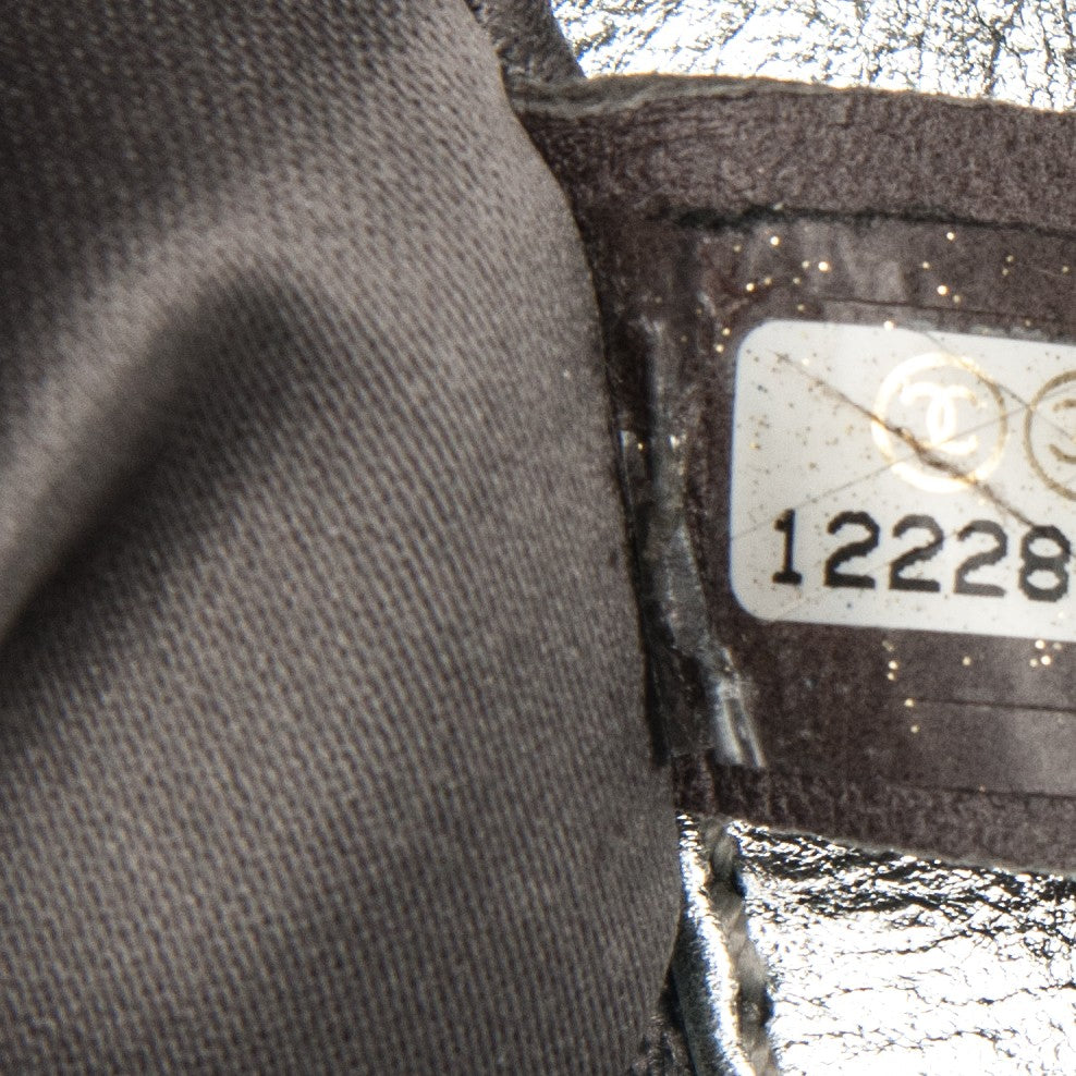 Metallic Crackled Calfskin Medium CC Mix Flap Silver Gold