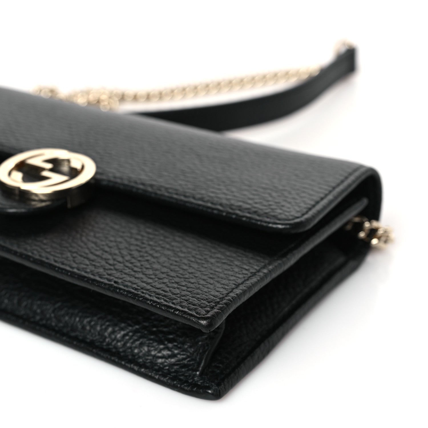 Gucci Dollar Calfskin Interlocking G Chain Wallet Black 8 of 8